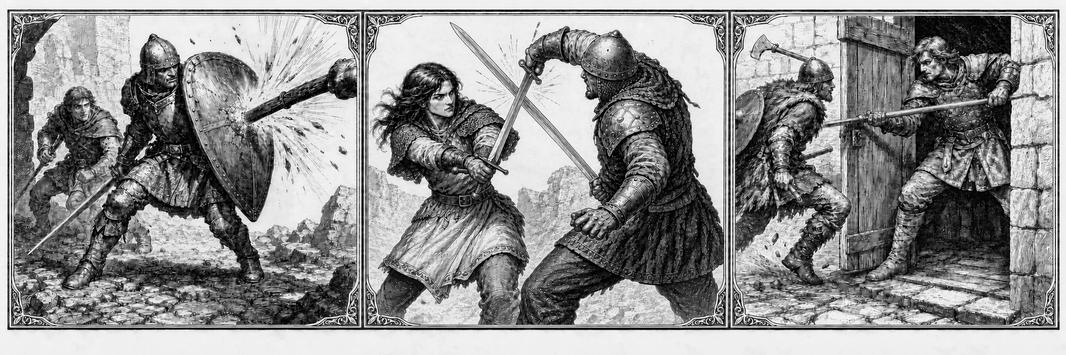 Guard, Parry and Riposte, and Interdict shown as three distinct reaction moments.